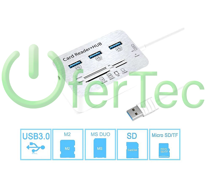 Adaptador HUB USB 3.0 y Lector de Tarjetas