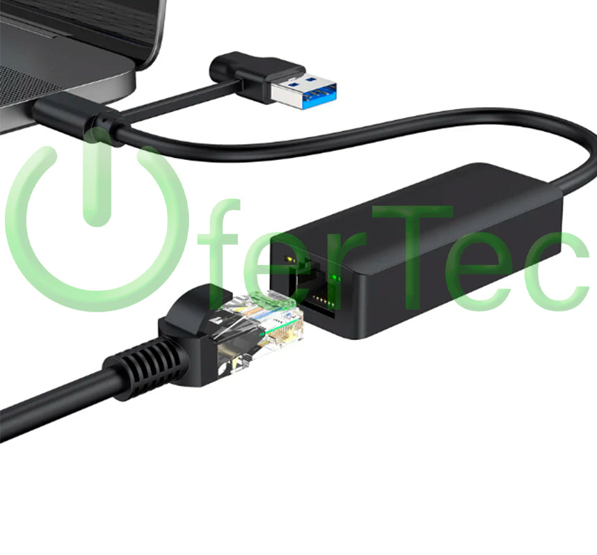 Adaptador 2 en 1 USB Tipo C / USB 3.0 a Ethernet RJ45