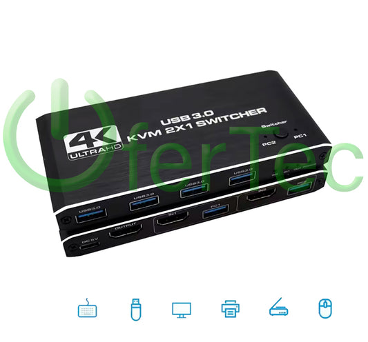 Adaptador KVM Switcher para 2 PC