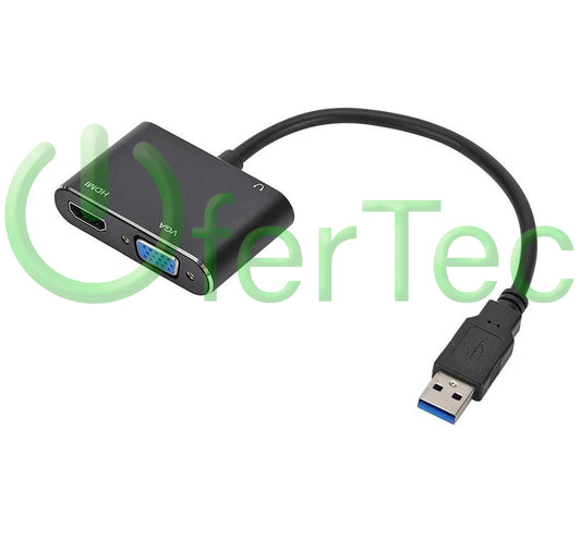 Adaptador USB a HDMI + VGA