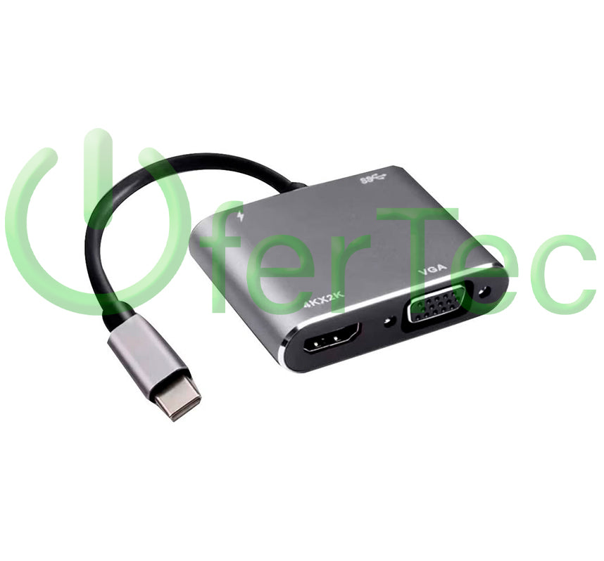 Adaptador USB C a HDMI + VGA